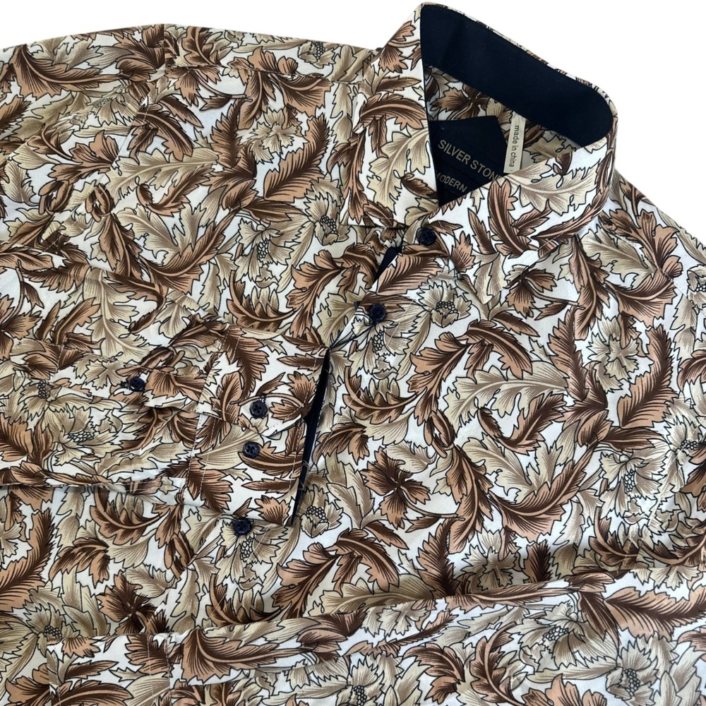 Silver Stone Collection Modern Fit Men's‎ Paisley Floral Western Rodeo Shirt XL